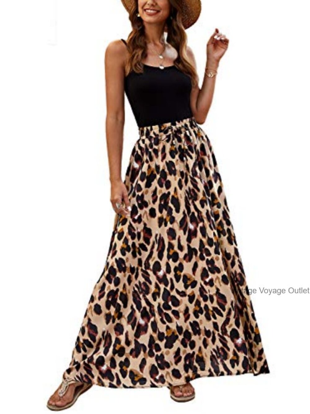 Chiffon Pleated A-Line Maxi Skirt Flowy Beach Summer